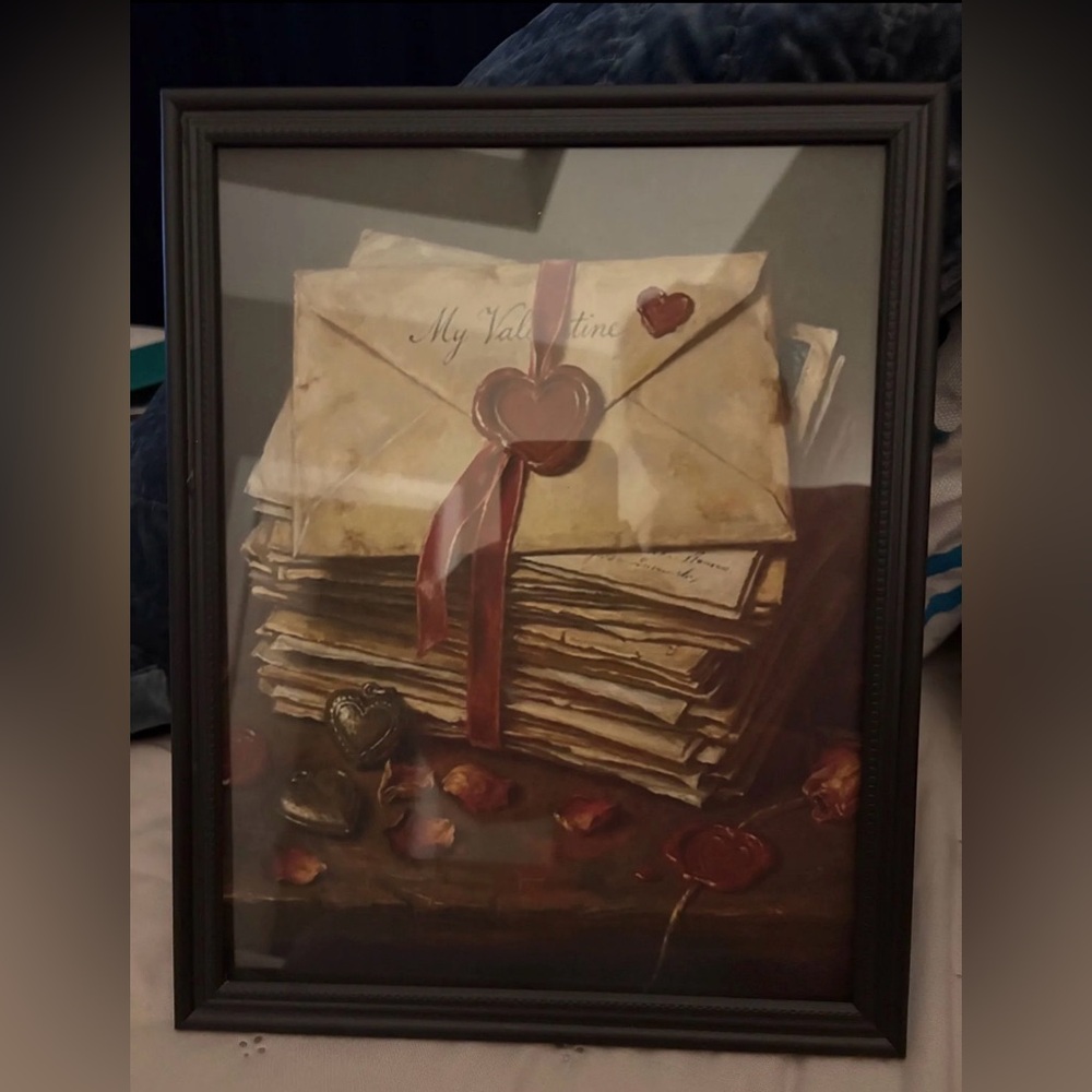 Romantic Vintage Letter Art Print with Frame